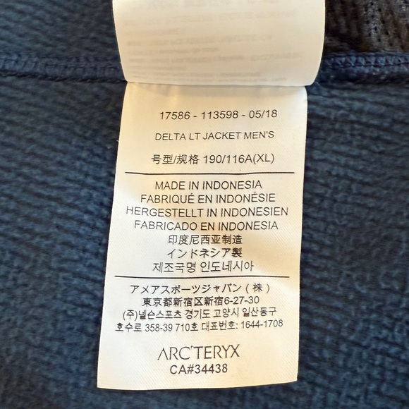 Arc’teryx Delta LT Fleece Jacket - Mens - Blue - XL - EUC - Picture 7 of 8